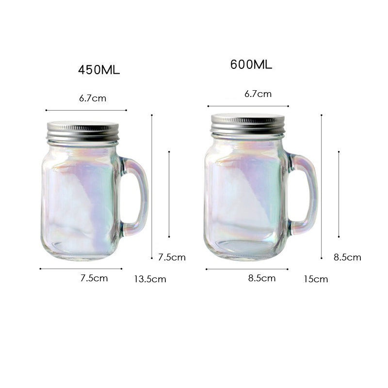 New Fruit Mason Jar Color Bar Cup Coffee Cup With Handle Glass Mug