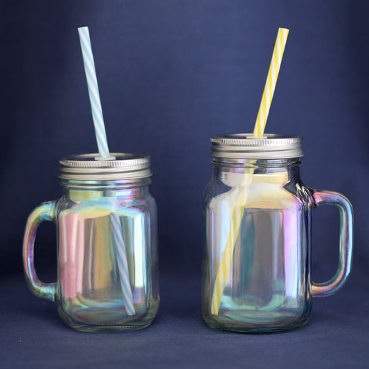 New Fruit Mason Jar Color Bar Cup Coffee Cup With Handle Glass Mug